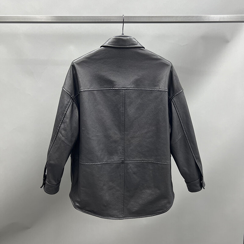 JANEFUR-chaqueta de cuero para mujer, abrigo de piel auténtica a la moda, novedad de primavera y otoño, 2024