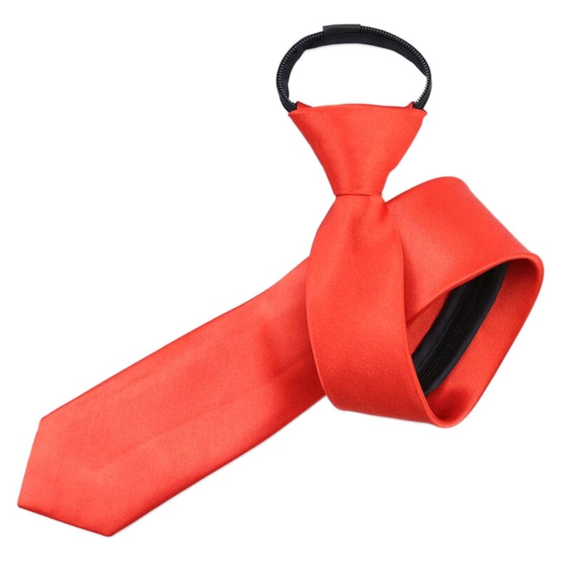 Solid Color Tie for Men Business Tie 5cm Zipper Necktie Wedding Formals Neck Tie Dropship