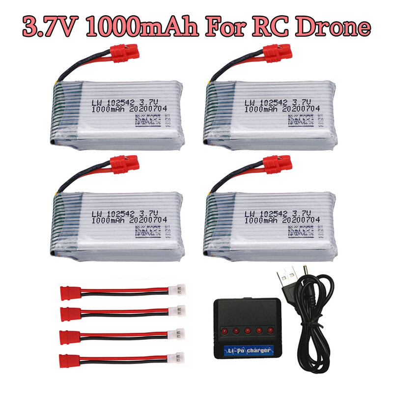 RCクワッドコプター用のLipoバッテリーと充電器,スペアパーツ,syma x5hc x5hw x5uw x5uc,3.7 v,1000 mah