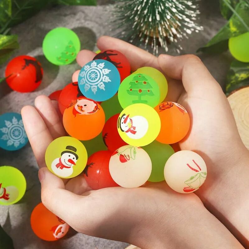10 szt. Świąteczne świecące w ciemności gumowa piłka zabawki gumowe solidne skacząca piłeczka zabawki dla dzieci motyw świąteczny prezenty dekoracyjne rekwizyty