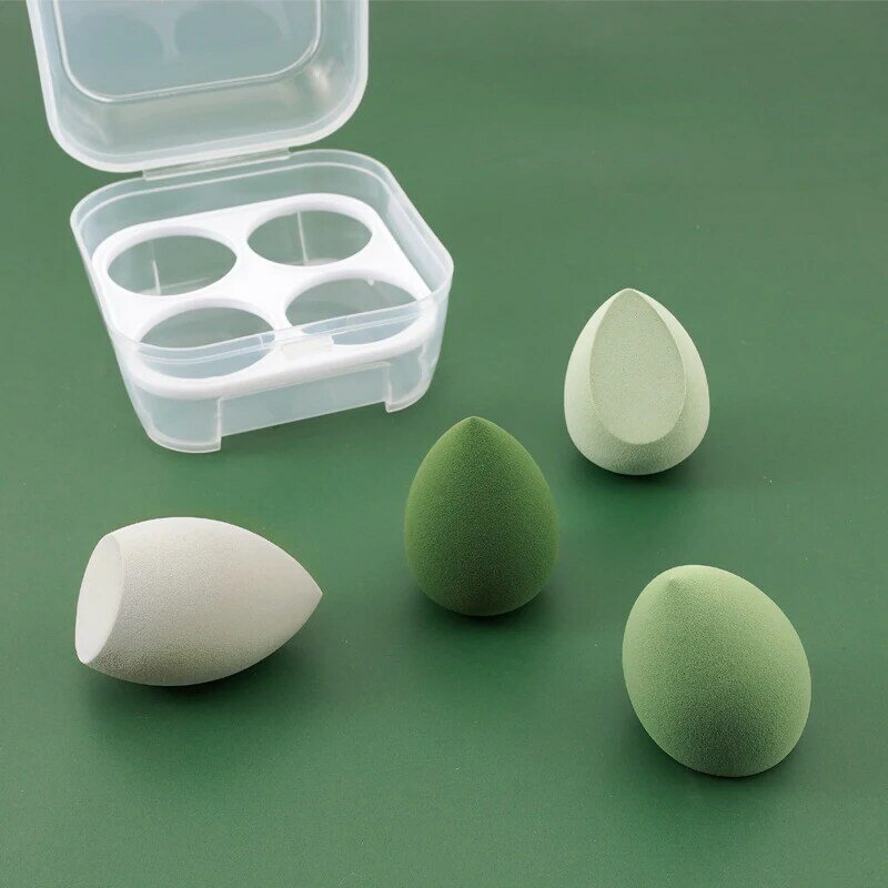 4 pezzi trucco spugna soffio con scatola colorata goccia d'acqua soffio bellezza uovo fondotinta in polvere arrossire accessori di bellezza strumenti cosmetici