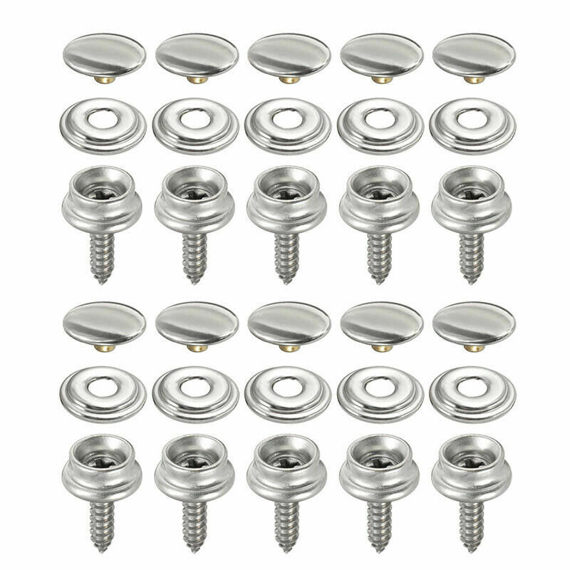 10Set/30Pcs Marine Grade Snap Fastener Stainless Steel Snap Buttons 15mm Snap Kit For Boat Cover Sewing Leather Canvas