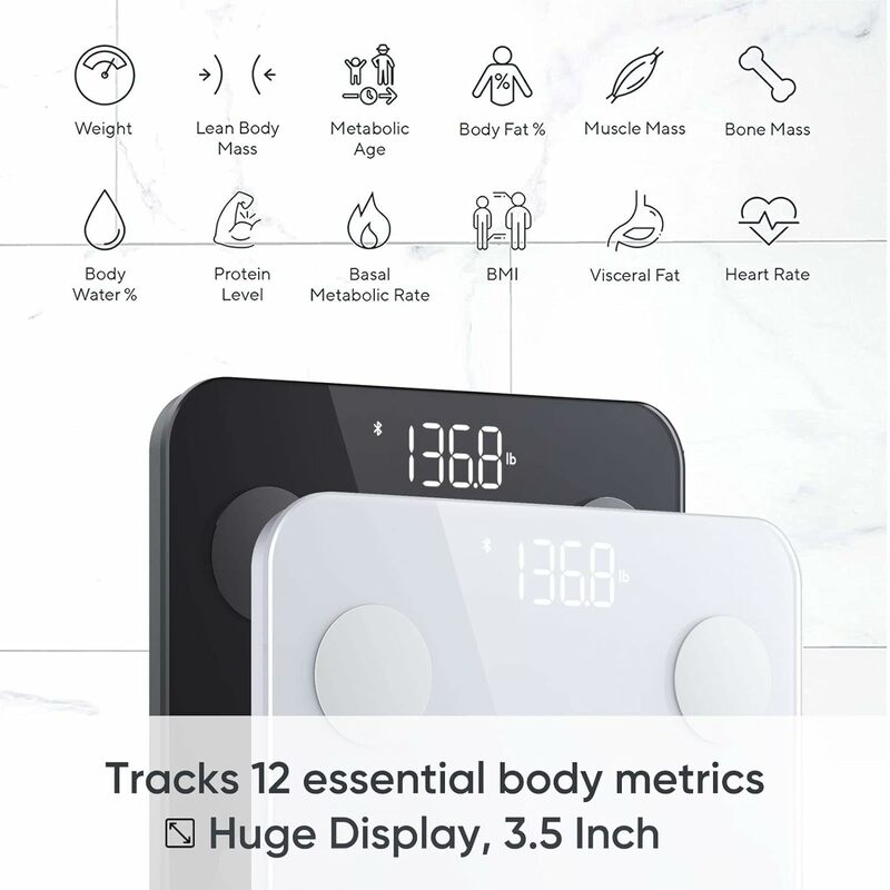 Wyze Scale S, Scale for Body Weight Digital Bathroom Scale for Body Fat, BMI, Muscle and Heart Rate, Body Composition Analyzer