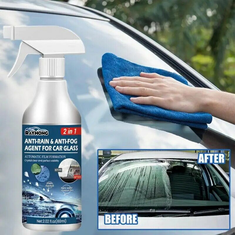 Противотуманный спрей для лобового стекла автомобиля, средство для очистки автомобильного зеркала заднего вида, пленка для автомобильного стекла, покрытие, гидрофобная Жидкость против дождя 60 мл