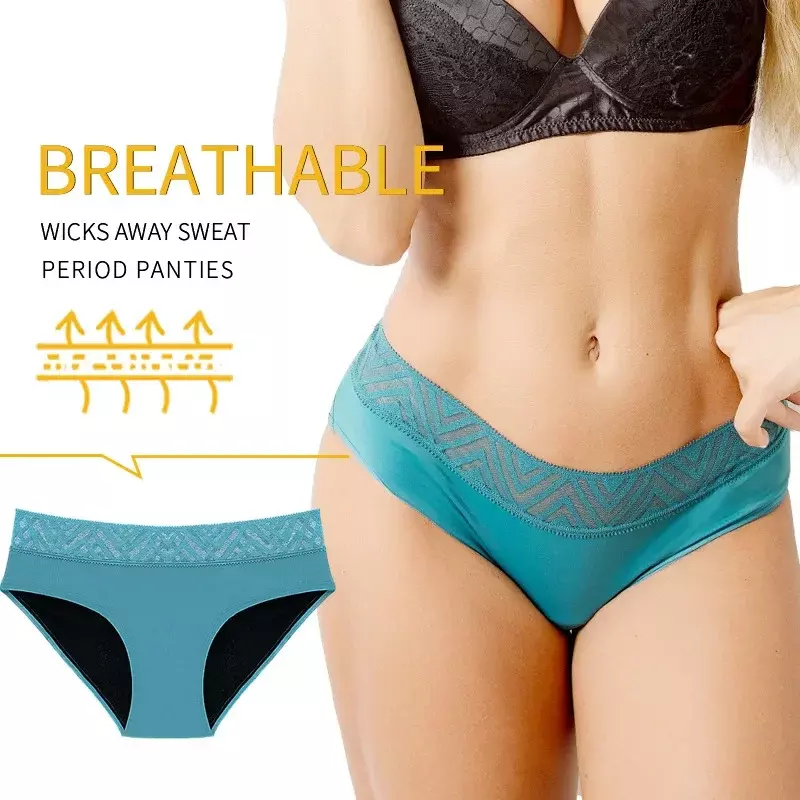 Physiological Panties Sexy Lace Menstruation Leakage Prevention Ms. Physiological Pants Breathable Four-layer Menstrual Panties