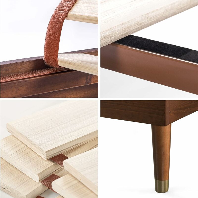 ZINUS Raymond Wood Platform Bed Frame with Adjustable Wood Headboard / Solid Wood Foundation /  Slat Support / No Box Spring