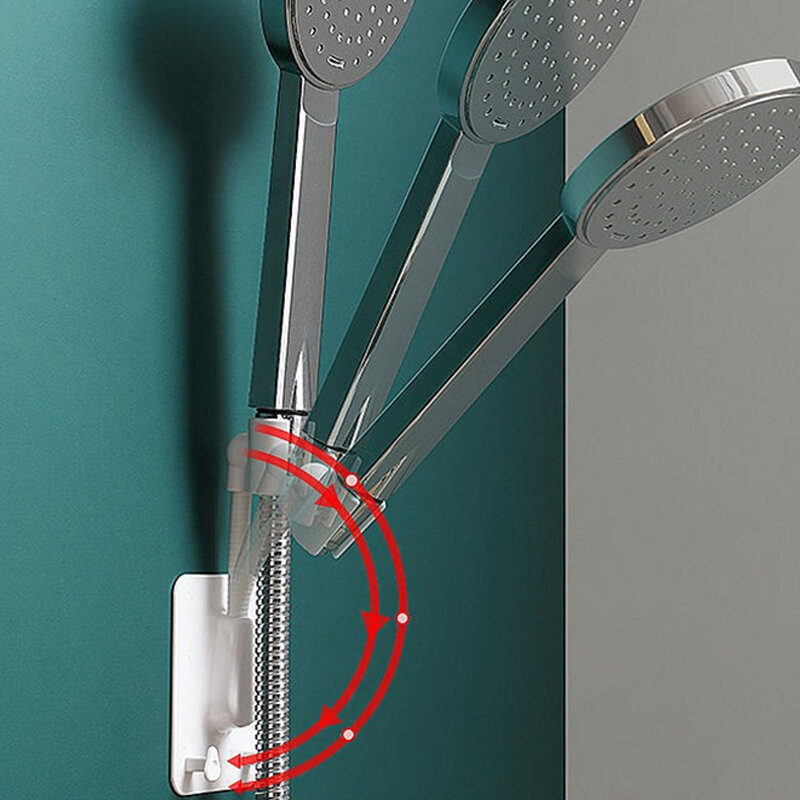 Shower Head Holder Adjustable Self-Adhesive Showerhead Bracket Wall Mount Base Stand With 2 Hooks Bathroom Accessories