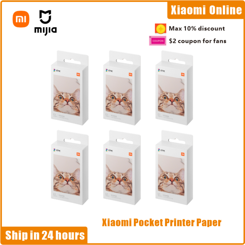 Original Xiaomi Impressora de Bolso Papel, Auto-adesivo Photo Print Sheets, Apenas Papel, ZINK, 3 "Mini