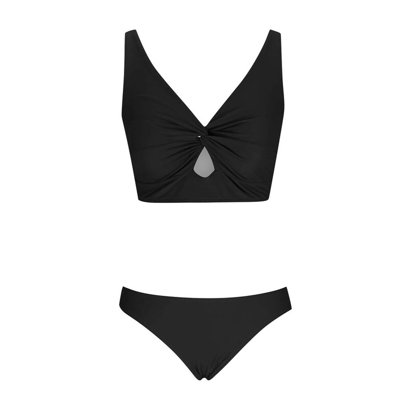 Women's Fashion Hollow Out Bikini Set Two Piece Solid Color With Bra Pad No Steel Support Swimsuit костюм женский летний 수영복