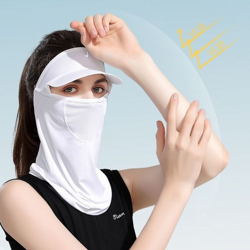 Mascarilla de protección facial completa, máscara de seda de hielo ligera, transpirable, sin costuras, protector solar, resistente a los rayos UV, para exteriores