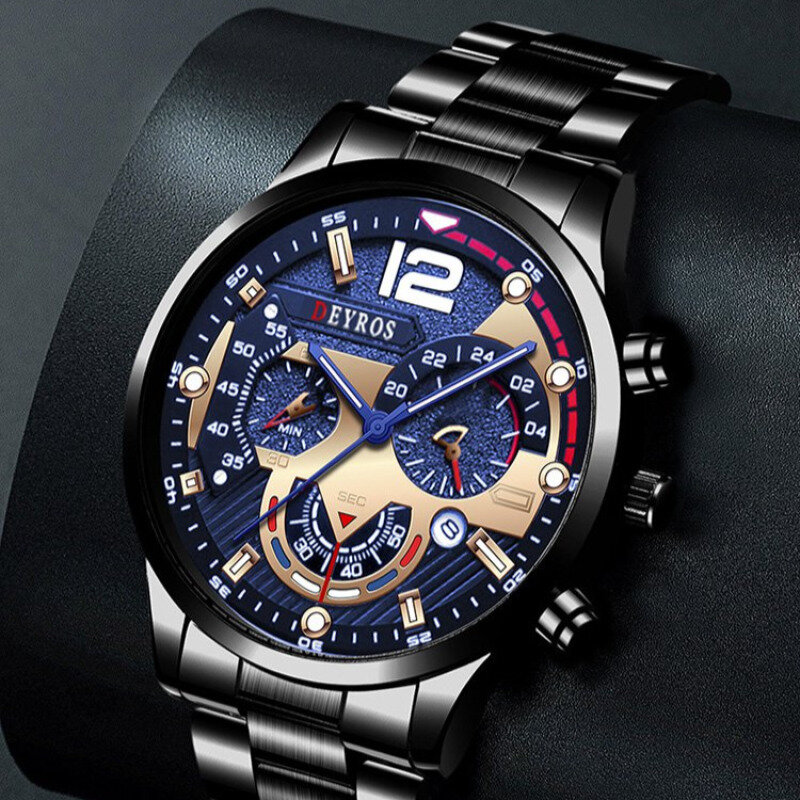[Многофункциональные] Мужские часы с календарем, шестиконтактный стальной ремешок, спортивный светящийся дизайн