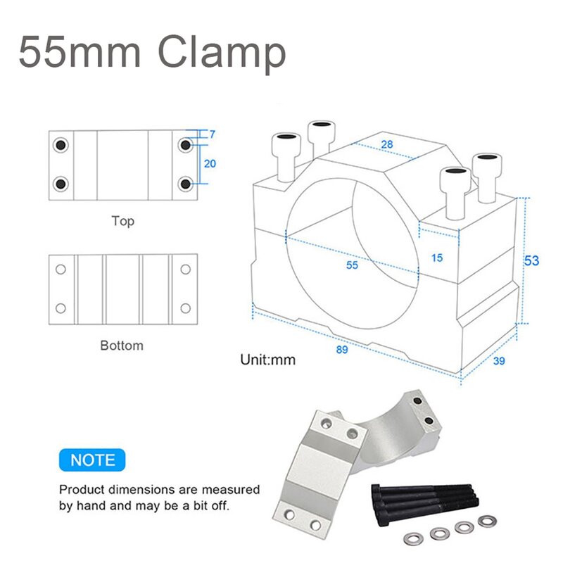 CNC 55MM Spindle Bracket Clamp Lathe Spindle Mount Holder Aluminum Fixture for 300W 400W 500W Motor with 4 Screws