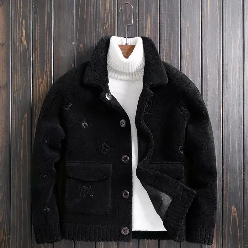 Abrigo de lana de oveja para Hombre, chaqueta Reversible de lana Real, ropa de piel cálida, FC, invierno, novedad de 2023