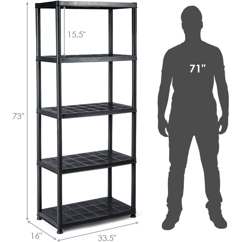 Giantex 2 Pieces 5-Tier Ventilated Shelving Storage Rack, Free Standing Multi-Use Shelf Unit, 33.5“L X 16”W X 73“H