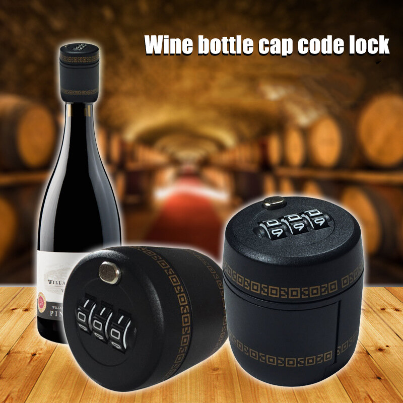 Bouchon de bouteille de vin à verrouillage numérique, avec code de mot de passe, à 3 chiffres