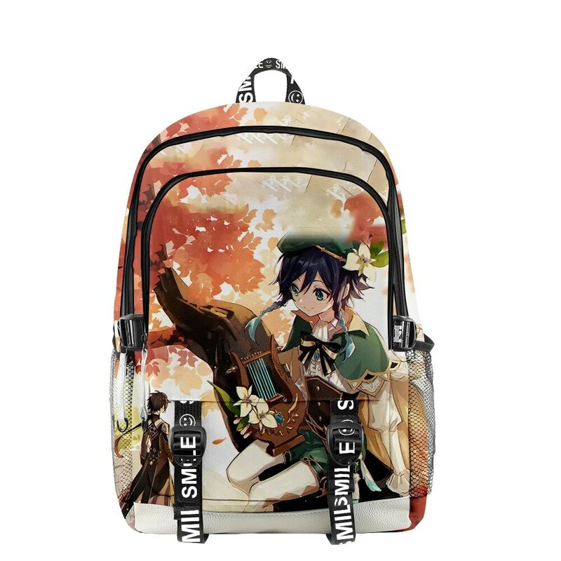 2021 Genshin Impact Venti 3D Backpack Oxford Waterproof School Bag Teenager Boys GirlsCartoon Cosplay Travel Backpack Laptop Bag