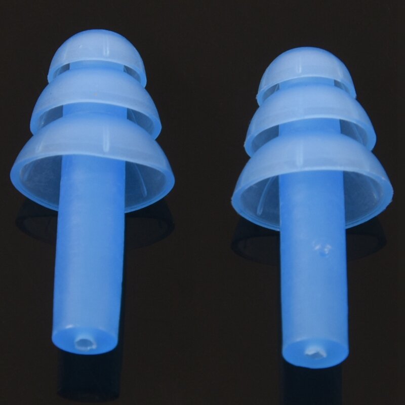 2 par natação mergulho flexível silicone tampões de ouvido earplug azul