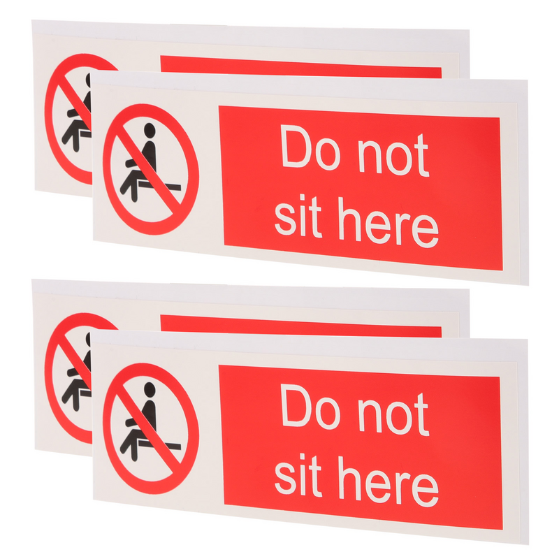 Sitting and Lying Safety Warning Stickers Office Pvc Self-adhesive Do Not Here Caution Sign