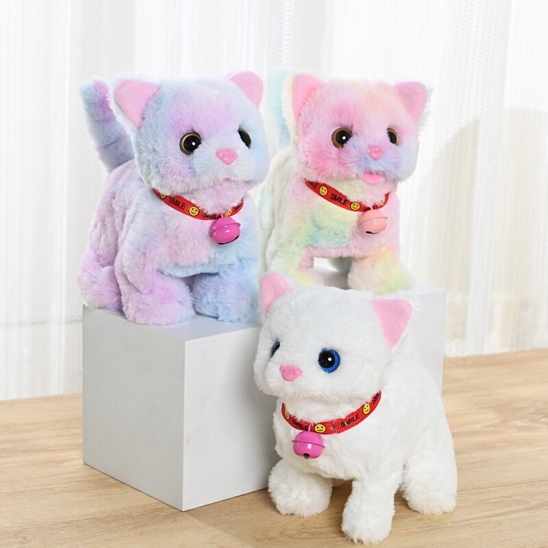 Children's Electric Toys Cartoon Cute Bell Cat Series Plush Toys Walks With Head Wagging And Tail Wagging Pet Toys Puzzle Toys