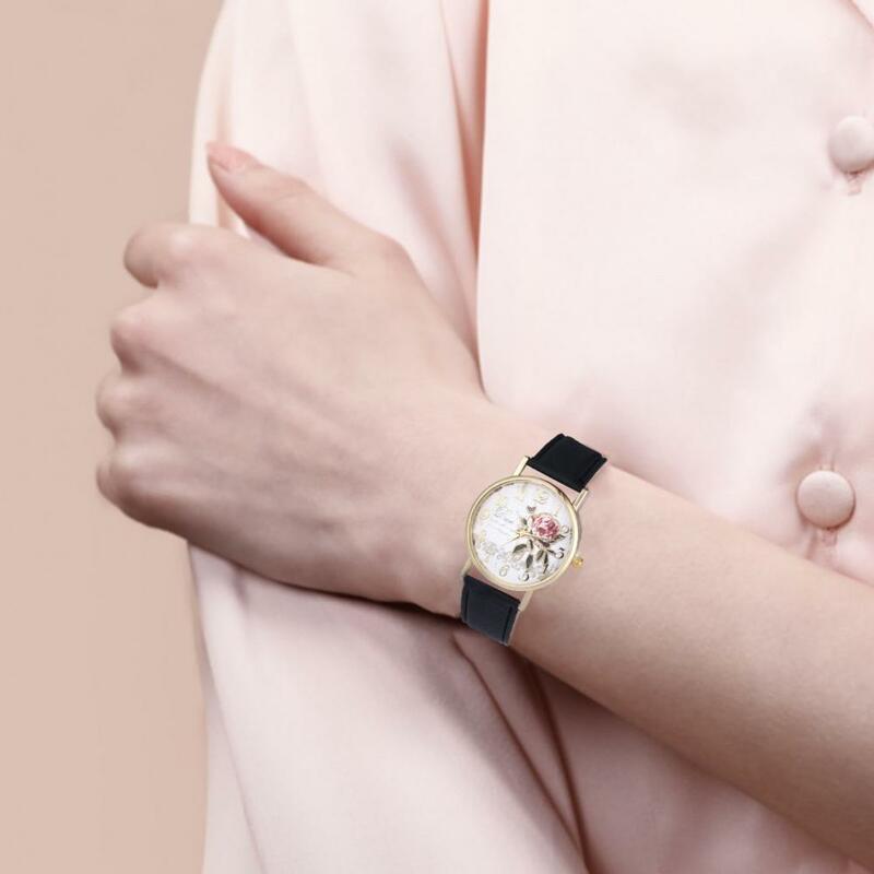 Стильные женские часы, классический циферблат, ремешок из искусственной кожи, точный кварцевый механизм, наручные часы, Подарок на годовщину