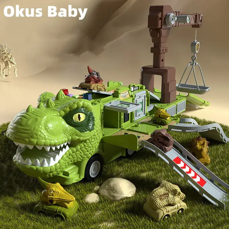 子供の恐竜再生コンテナトラック,恐竜のおもちゃ,恐竜の再生,車,照明,音楽,2023
