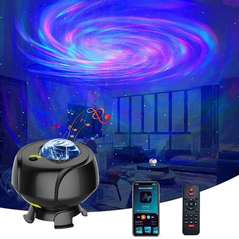LED céu estrelado projetor com bluetooth, alto-falante de música, galáxia, nebulosa, oceano, estrela, lua, lâmpada da noite