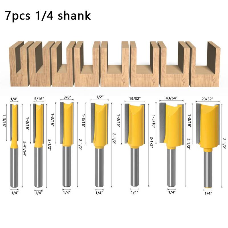 1/4 /6.35mm Shank prosto Bit z węglika wolframu pojedyncze podwójne flet frez frez do drewna do obróbki drewna 1 sztuk