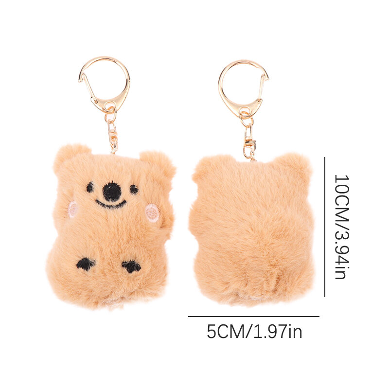 Porte-clés en peluche petit ours qui couine pour femme, pendentif mignon, porte-clés de sac, accessoires de décoration, 1PC