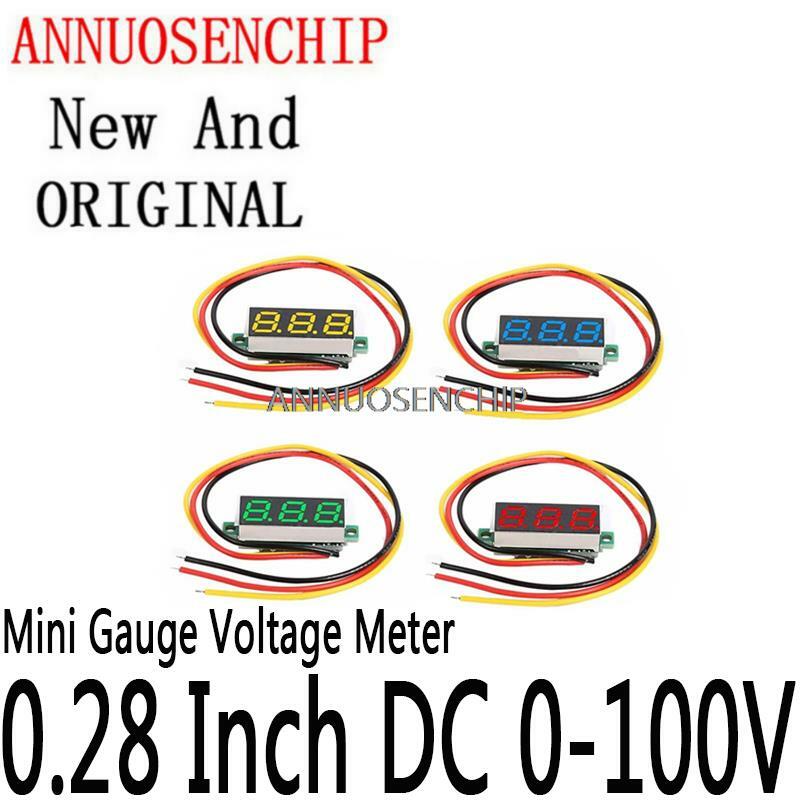 3-Wire Mini Medidor de tensão Voltímetro LED Display Painel Digital Voltímetro Medidor Detector Monitor Ferramentas 0, 28 Polegada DC 0-100V