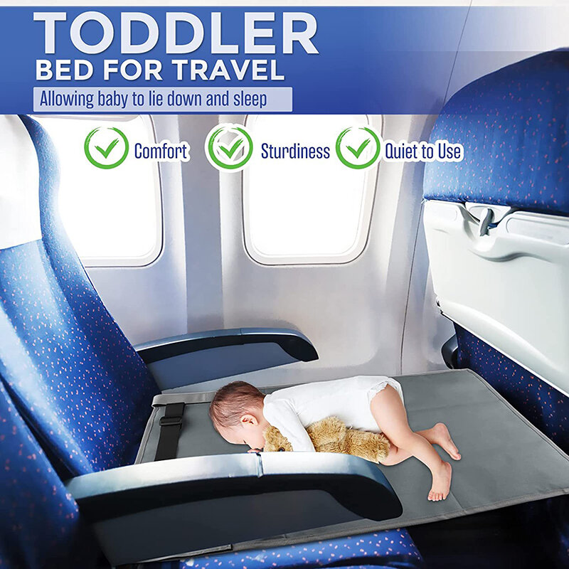 Reposapiés de avión para niños pequeños, alfombrilla extensora de asiento de avión, hamaca de cama de viaje portátil para niños en el avión