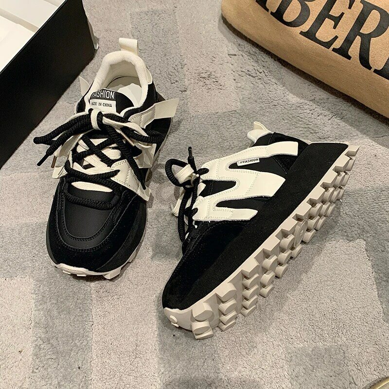 2024 Hot Sale Vulcanize Shoes Casual Fashion Women‘s Shoes New Chunky Sneakers for Women Lace-Up Dad Shoes Platform Sneakers