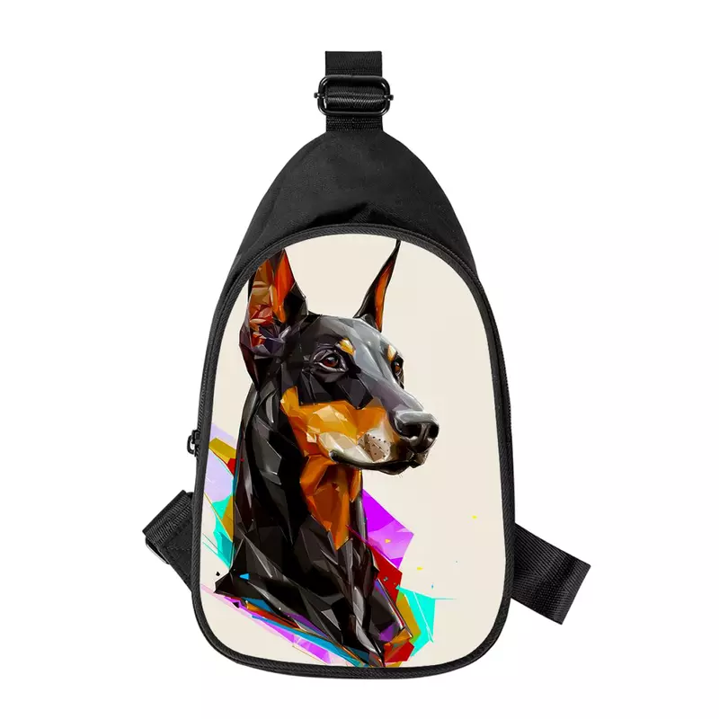 Doberman Cool Dog 3D Print Cross Peito Bag para Homens e Mulheres, Bolsa de Ombro, Bolsa de Cintura Masculina, Marido, Escola, Diagonalmente, Novo