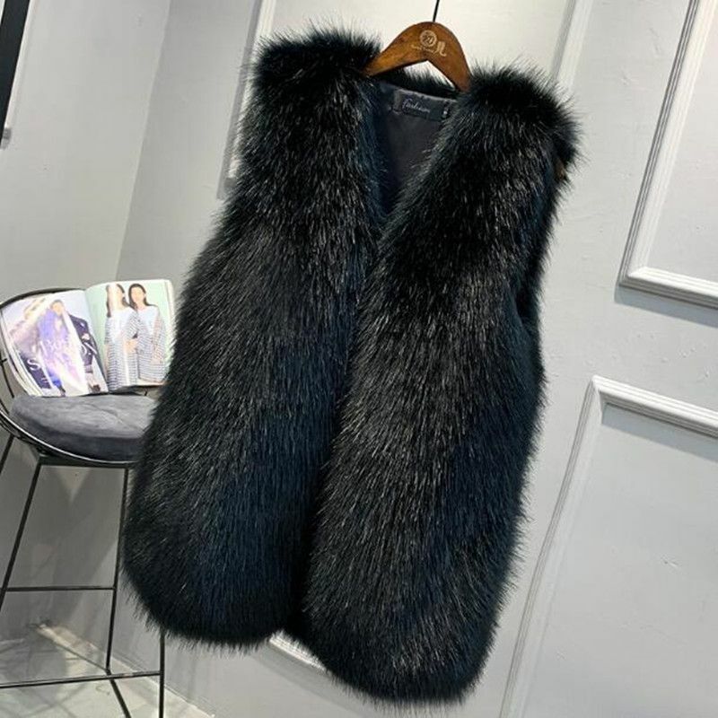 Women Fur Vest 2024 New Autumn Female Waistcoat Faux  Coat Warm Solid Color Jacket V-collar Sleeveless Short  T216