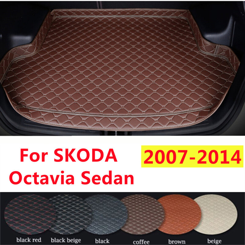 SJ High Side All Weather Custom Fit For SKODA Octavia 2014 13-2007 Car Trunk Mat AUTO Accessories Rear Cargo Liner Cover Carpet