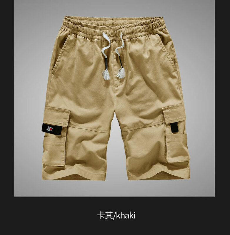 Solomon-Short cargo en coton pour homme, pantalon de travail en cinq parties, grande taille, multi-poches, décontracté, été, nouveau