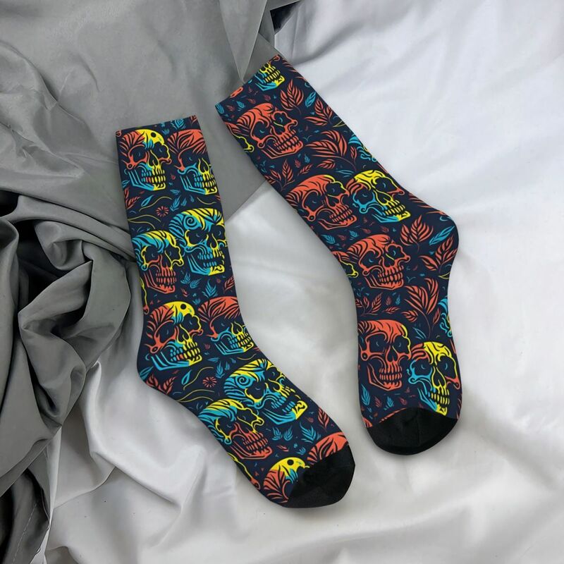 Забавные сумасшедшие носки для мужчин, красочный цветочный череп, хип-хоп, гранж, черепа, качественный узор, выходные носки с принтом, новинка, подарок