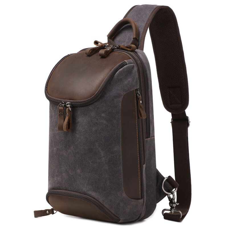Crossbody Bag for Men Women, Sling Bag Chest Bag Shoulder Bag Waterproof Waxed Canvas Sling Backpack Casual Daypack for Travel