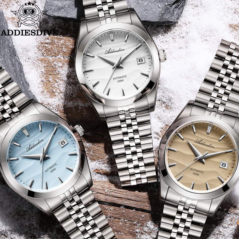 Adpeso Dive jam tangan pria, jam tangan pria 39mm kaca safir 100M, jam tangan bisnis mekanik otomatis