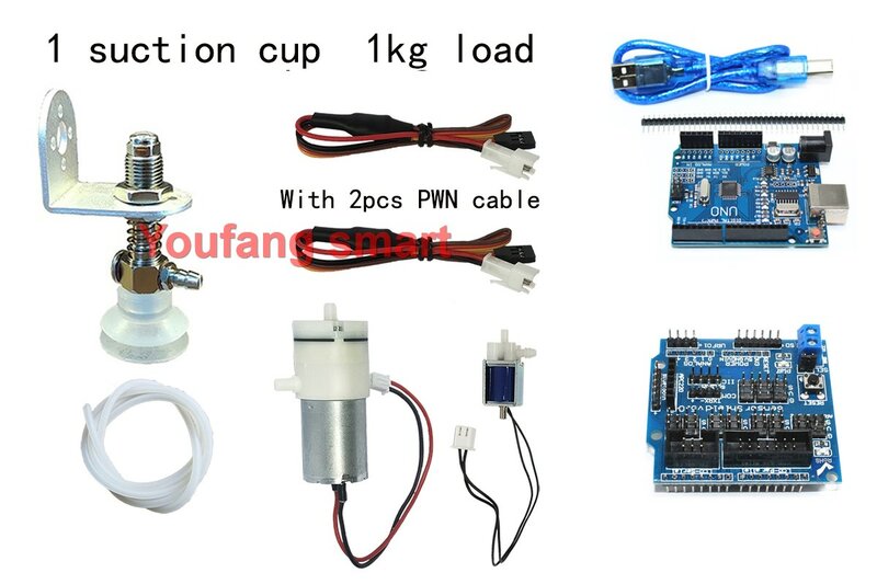 Bomba de aire Industrial con carga de 0,3/1/10/20kg, válvula solenoide de ventosa para Arduino, brazo de Robot PWM, Cable UNO programable, Kit de bricolaje
