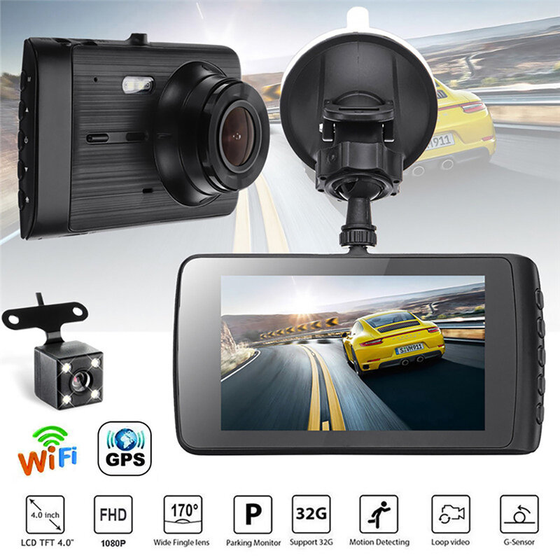 リバースイメージビデオレコーダー,カーカメラ,DVR,WIFI,4.0インチ,フルHD, 1080p,ブラックボックス,ダッシュカメラ,GPSトラッカー