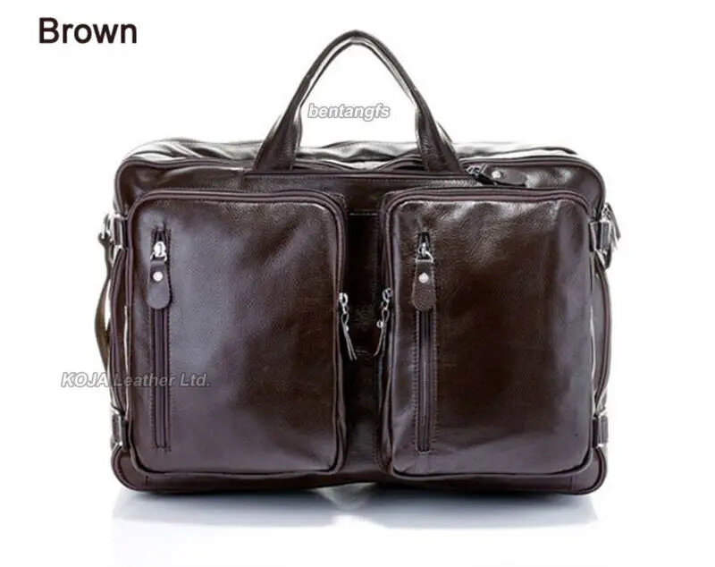 حقيبة ظهر رجالية متعددة الوظائف من الجلد الطبيعي ، حقيبة كتف بنية ، حقيبة ظهر مدرسية ، سفر ، كبيرة ، كبيرة ، حقيبة حمل