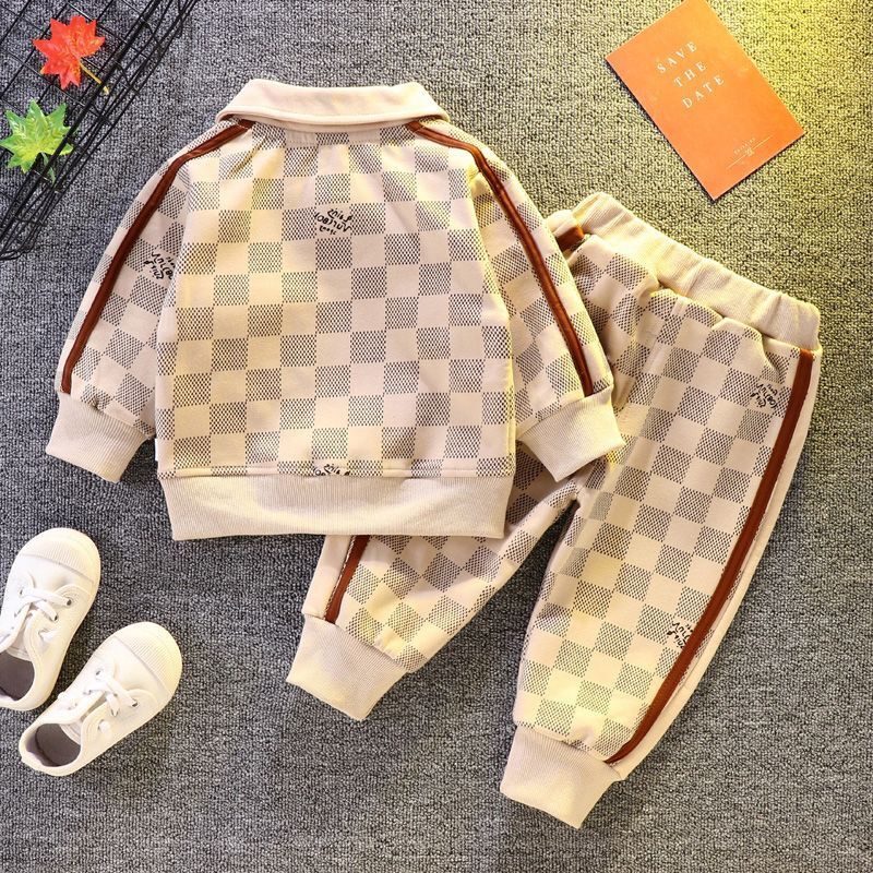 Boys' Autumn Suit Foreigner 2023 New Handsome Children's Baby Sweater Pants 2-Piece Toddler Clothing Set 9M 12M 2T 4T 5T 6T