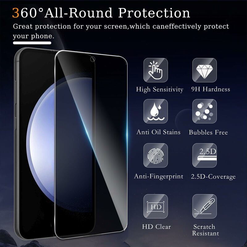 อุปกรณ์ป้องกันหน้าจอสำหรับ Galaxy S23 FE Samsung, เคสกระจกเทมเปอร์กันรอยขีดข่วน9ชั่วโมงเป็นมิตรจัดส่งฟรี