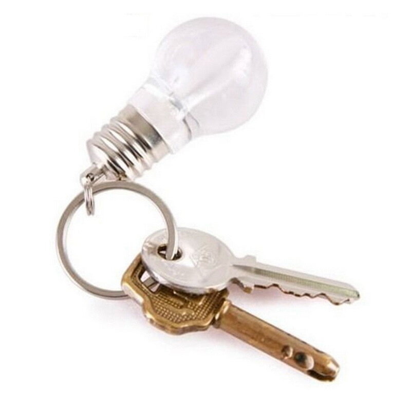 Porte-clé en forme d'ampoule, lampe de poche Led colorée, cadeau créatif et pratique pour la nuit