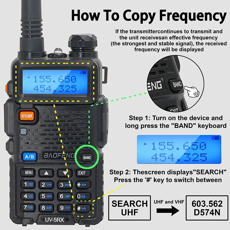 Baofeng-walkie-talkie de banda de aire UV-5RX, frecuencia de copia inalámbrica, conmutador de largo alcance, receptor Ham M-5R UV5R, Radio bidireccional