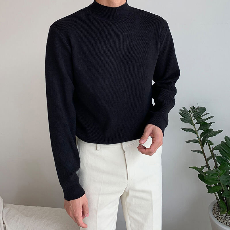 Водолазка мужская с длинным рукавом, облегающий свитер, модная Свободная Повседневная простая одежда в стиле Харадзюку для подростков, 8 цветов, зима