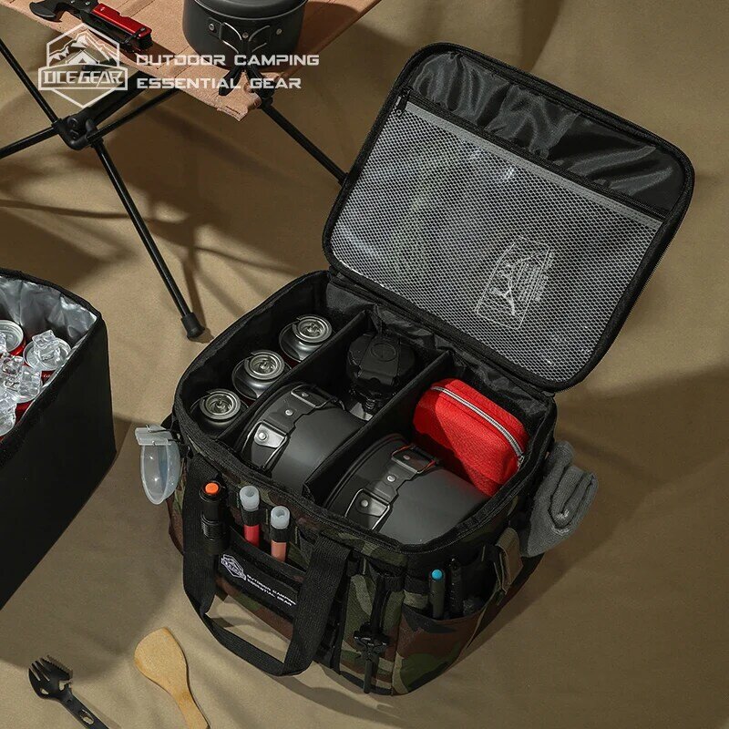 Туристическая сумка для хранения, вместительный чемодан с газовой канистрой, комплект посуды для пикника, Органайзер