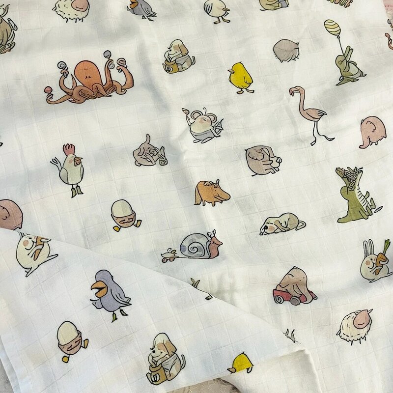 X5 selimut bedong bayi, kain kasa katun murni lapisan ganda dengan kotak hadiah untuk bayi