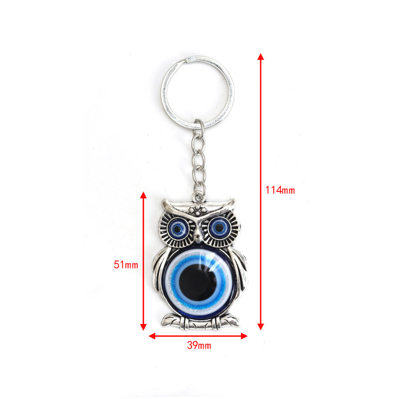 Blue Evil Eye นกฮูก Lucky Charm Protection พู่แขวนคริสตัลรถ Feng Shui พวงกุญแจ
