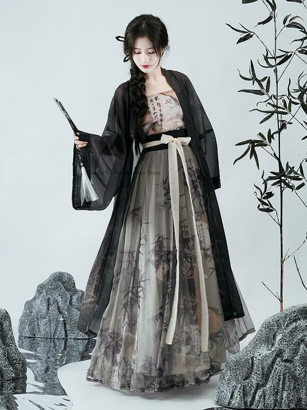 Original e autêntica fantasia de cosplay hanfu, traje antigo da menina, colarinho hanfu feminino, saia de cintura, roupas casuais hanfu diárias